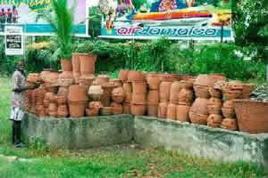 Flower Pots’ on sale by the road in Kingston